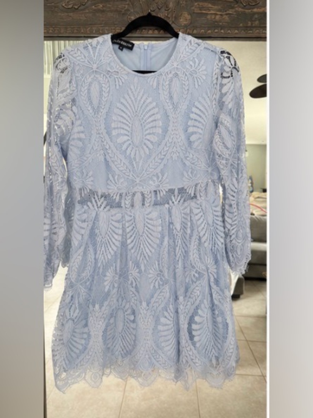 Light Blue Lace Long-Sleeve Women’s Dress
